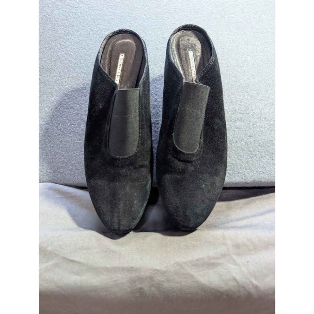 Donald J Pliner Womens Black Suede Wedge Mules Platform Slip On Shoes Size 9M